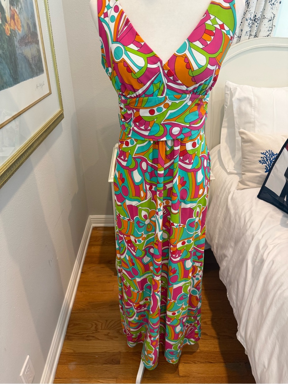 Jude Connally Multicolor Psychedelic V-Neck Penelope Maxi Dress